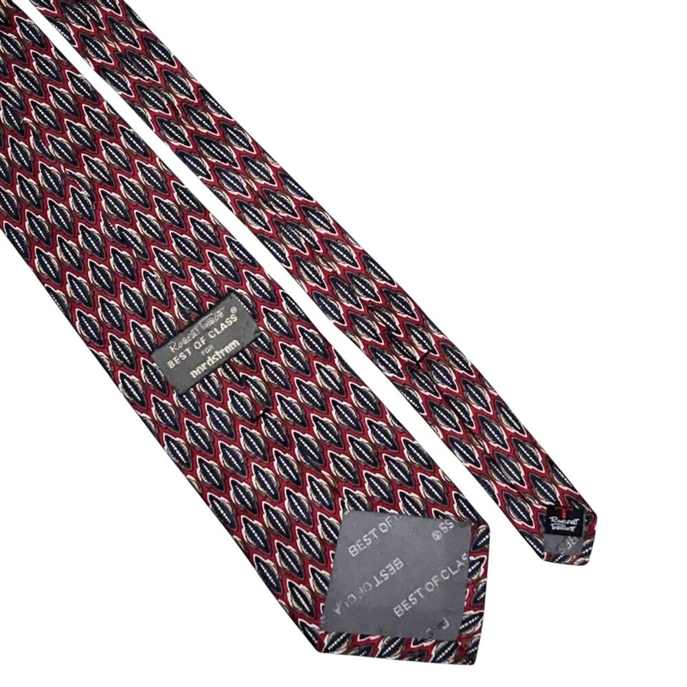 Robert Talbott Best Of Class Hand Sewn All Silk Red Blue Geometric Tie USA